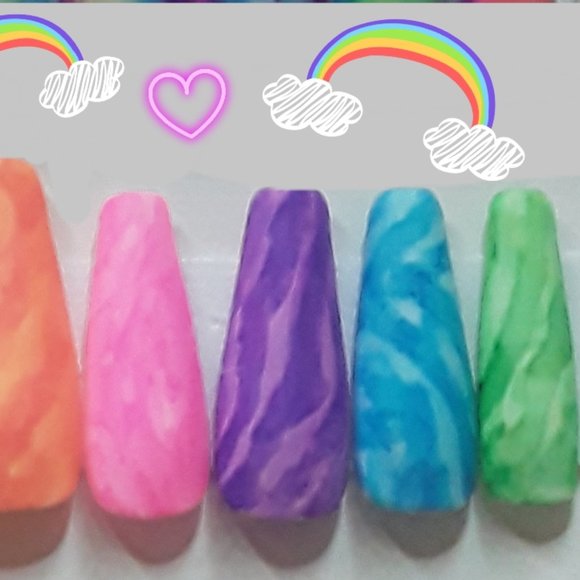 Handmade XL Coffin Hard Gel Press On Nails - Picture 4 of 6